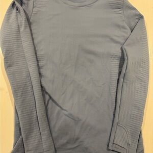 Athleta Seamless Ribbed Long Sleeve Performance Top Blue Size Medium